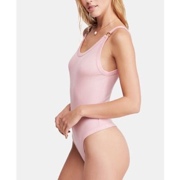 Free People Light Pink Ribbed Thong Bodysuit XS - Picture 1 of 4